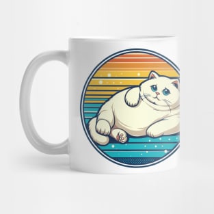 Thick Fat White Cat with Blue Eyes Mug